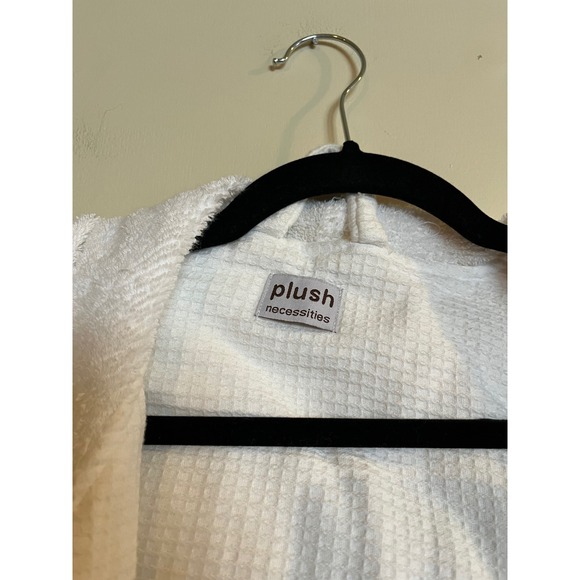 Plush Necessities Robe Bathrobe Hooded Full Length Waffle Terry White Size XL - Picture 4 of 5